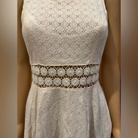 Free People White Floral Design Mini Dress Sz 6 - Picture 2 of 6